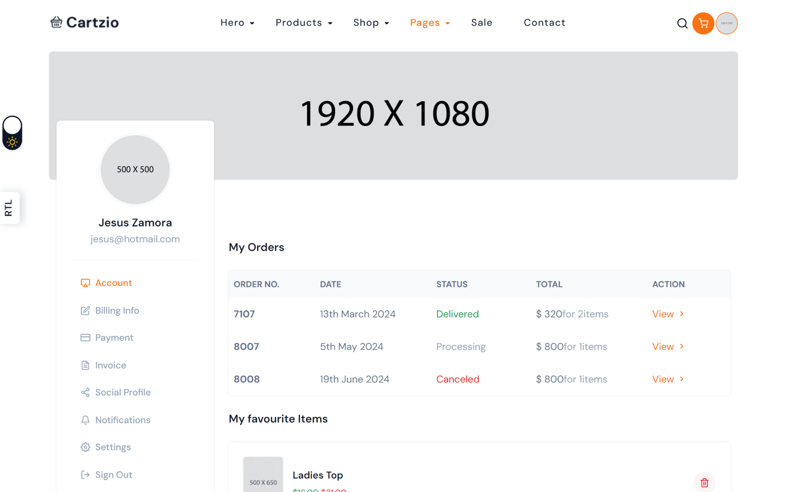 Dashboard Ordini